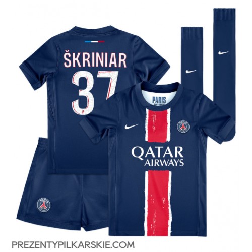 Stroje piłkarskie Paris Saint-Germain Milan Skriniar #37 Koszulka Podstawowej dla dzieci 2024-25 Krótki Rękaw (+ szorty)